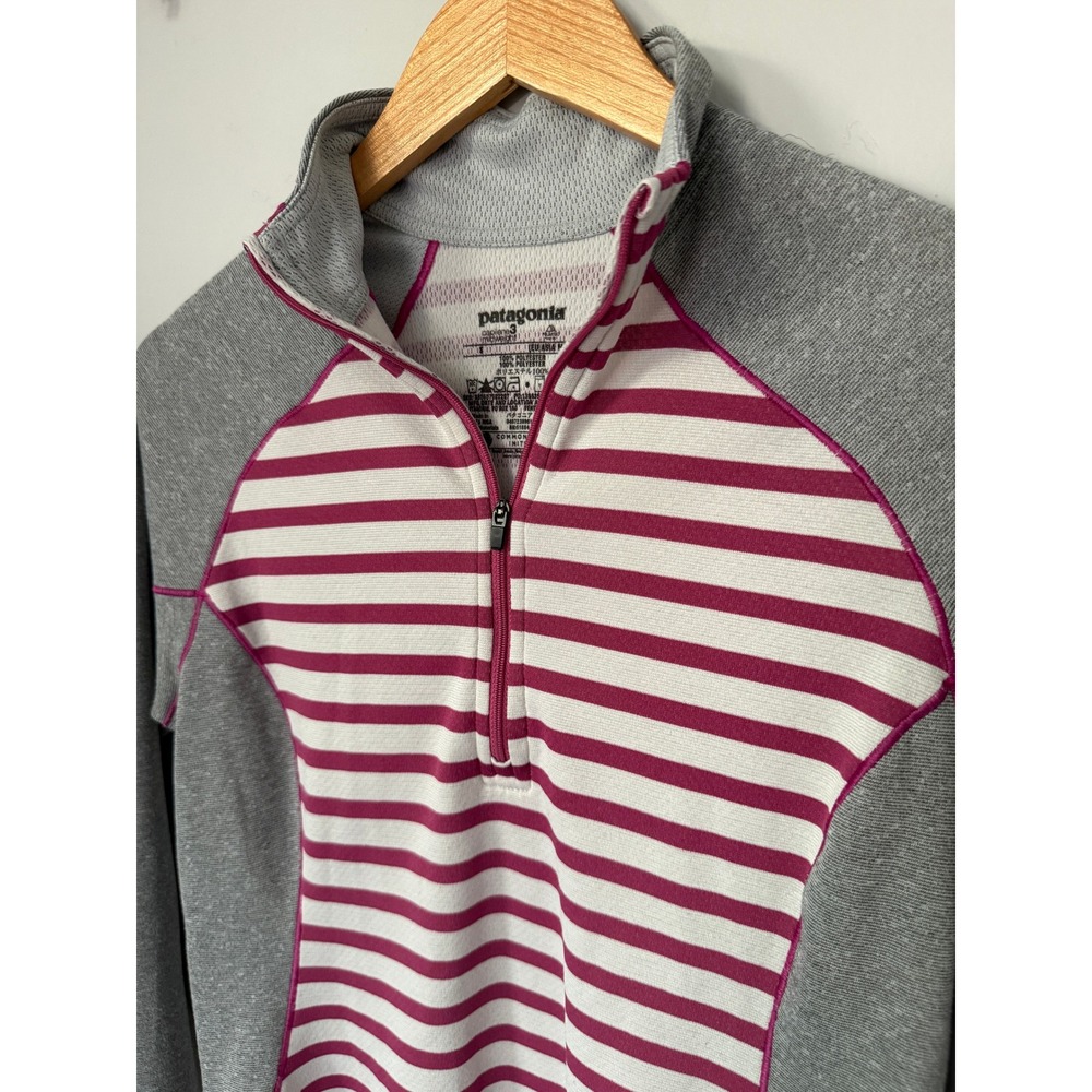 Patagonia Capilene 3 Midweight Quarter Zip Pullover Women Small Pink Stripe Gray - Picture 8 of 8